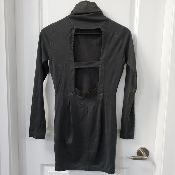 2000's olive green grunge turtleneck mini dress / tunic - Picture 1 of 7